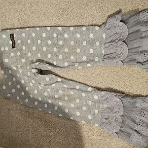 Matilda Jane Benny 2t Gray Pants Legging Eyelet Lace Tulle Triple Bell Ruffle